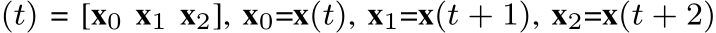 (t) = [x0 x1 x2], x0=x(t), x1=x(t + 1), x2=x(t + 2)