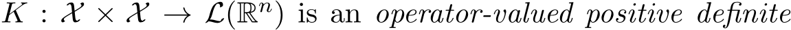  K : X × X → L(Rn) is an operator-valued positive definite