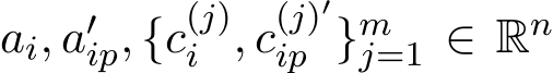  ai, a′ip, {c(j)i , c(j)′ip }mj=1 ∈ Rn