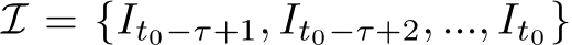 I = {It0−τ+1, It0−τ+2, ..., It0}