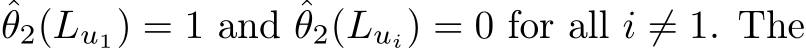 ˆθ2(Lu1) = 1 and ˆθ2(Lui) = 0 for all i ̸= 1. The