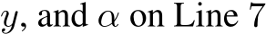  y, and α on Line 7