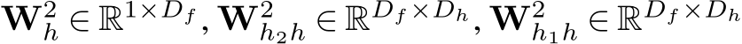  W2h ∈ R1×Df , W2h2h ∈ RDf ×Dh, W2h1h ∈ RDf ×Dh