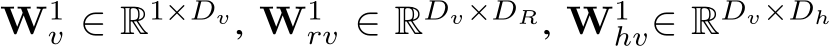  W1v ∈ R1×Dv, W1rv ∈ RDv×DR, W1hv∈ RDv×Dh