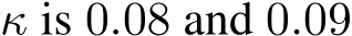 κ is 0.08 and 0.09