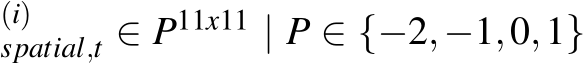 (i)spatial,t ∈ P11x11 | P ∈ {−2,−1,0,1}