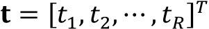 𝐭 = [𝑡*, 𝑡+, ⋯ , 𝑡2].