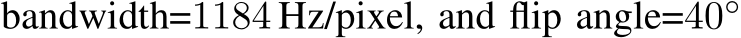 bandwidth=1184 Hz/pixel, and flip angle=40◦