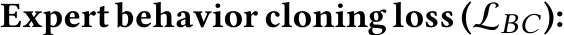  Expert behavior cloning loss (LBC):