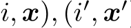 i, x), (i′, x′