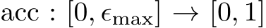  acc : [0, ϵmax] → [0, 1]