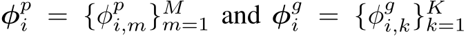  φpi = {φpi,m}Mm=1 and φgi = {φgi,k}Kk=1