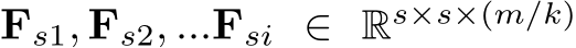 Fs1, Fs2, ...Fsi ∈ Rs×s×(m/k)