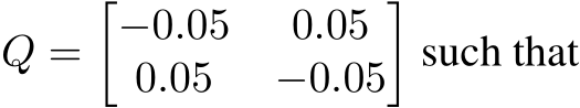  Q =�−0.05 0.050.05 −0.05�such that