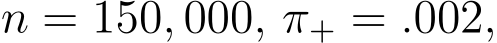  n = 150, 000, π+ = .002,