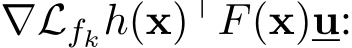  ∇Lfkh(x)⊤F(x)u: