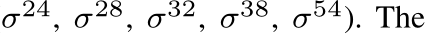 σ24, σ28, σ32, σ38, σ54). The