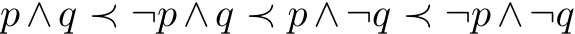 p∧q ≺ ¬p∧q ≺ p∧¬q ≺ ¬p∧¬q