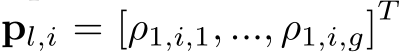  pl,i = [ρ1,i,1, ..., ρ1,i,g]T