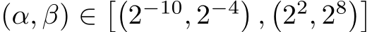  (α, β) ∈��2−10, 2−4� ,�22, 28��