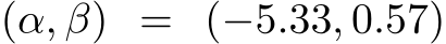  (α, β) = (−5.33, 0.57)