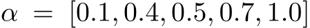 α = [0.1, 0.4, 0.5, 0.7, 1.0]