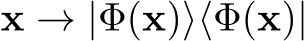  x → |Φ(x)⟩⟨Φ(x)|