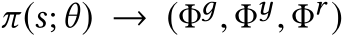  π(s;θ) → (Φд, Φy, Φr )
