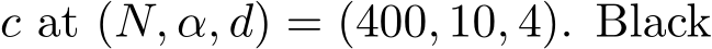  c at (N, α, d) = (400, 10, 4). Black