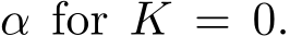  α for K = 0.