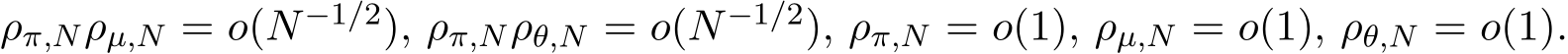  ρπ,Nρµ,N = o(N−1/2), ρπ,Nρθ,N = o(N−1/2), ρπ,N = o(1), ρµ,N = o(1), ρθ,N = o(1).