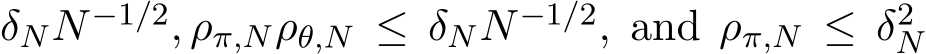 δNN−1/2, ρπ,Nρθ,N ≤ δNN−1/2, and ρπ,N ≤ δ2N 