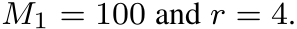  M1 = 100 and r = 4.