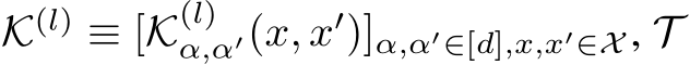  K(l) ≡ [K(l)α,α′(x, x′)]α,α′∈[d],x,x′∈X , T