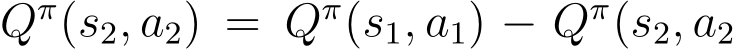 Qπ(s2, a2) = Qπ(s1, a1) − Qπ(s2, a2