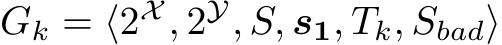  Gk = ⟨2X , 2Y, S, s1, Tk, Sbad⟩