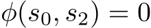 φ(s0, s2) = 0