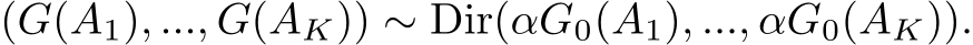 (G(A1), ..., G(AK)) ∼ Dir(αG0(A1), ..., αG0(AK)).