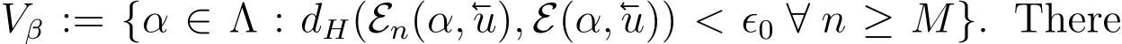  Vβ := {α ∈ Λ : dH(En(α,u), E(α,u)) < ϵ0 ∀ n ≥ M}. There
