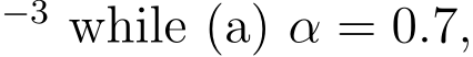 −3 while (a) α = 0.7,