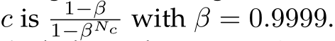  c is 1−β1−βNc with β = 0.9999.