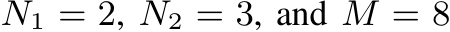  N1 = 2, N2 = 3, and M = 8