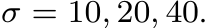  σ = 10, 20, 40.