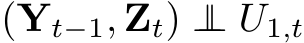  (Yt−1, Zt) ⊥⊥ U1,t