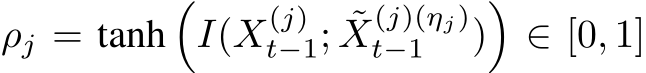  ρj = tanh�I(X(j)t−1; ˜X(j)(ηj)t−1 )�∈ [0, 1]