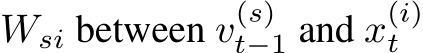  Wsi between v(s)t−1 and x(i)t