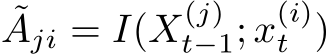 ˜Aji = I(X(j)t−1; x(i)t )