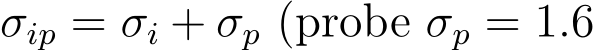  σip = σi + σp (probe σp = 1.6