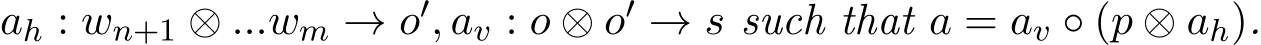 ah : wn+1 ⊗ ...wm → o′, av : o ⊗ o′ → s such that a = av ◦ (p ⊗ ah).