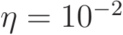  η = 10−2 